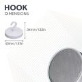 Ceramic White Painted Clamping Magnet with M4 Hook - 1-9/16 in. dia - 22.49lbs Pull