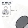 Ceramic Recovery Magnet with M10 Eyebolt - 3-5/32 in. dia x 2-3/4 in. tall - 132.3lbs Pull