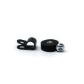 Rubber Coated Cable Holding Magnet - 11/16 in. dia x 1/4 in. high with 1/4 in. Cable Clip - 3.5lbs Pull
