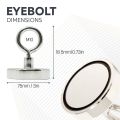 N42 Neodymium Clamping Magnet with M10 Eyebolt - Machine Lathed - 3 in. dia - 441lbs Pull