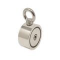 N42 Neodymium Pot Magnet with 2x M8 Eyebolts + 10m Rope - 2-1/4 in. dia x 1-3/16 in. - 264.6lbs Pull