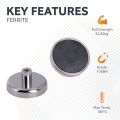 Ceramic Pot Magnet with M4 Internal Thread - 1-3/8 in. dia x 9/32 in. thick - 8.16lbs Pull
